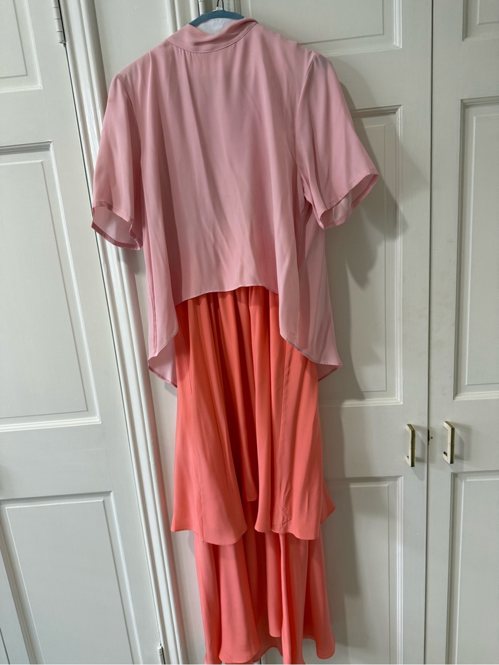 la roque - Elegant Two-Tone Pink Layered Maxi Dress